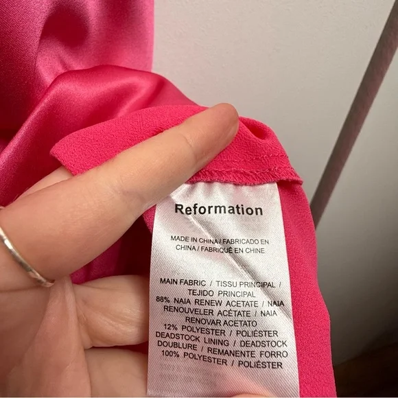 Reformation Nevaeh strapless maxi dress with cutout in Flambé pink Med NWT - Picture 7 of 11